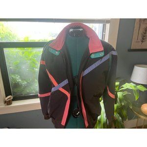 80s Cotton Pink, Purple, Grey + Teal Colorblock Zip-Up Jacket